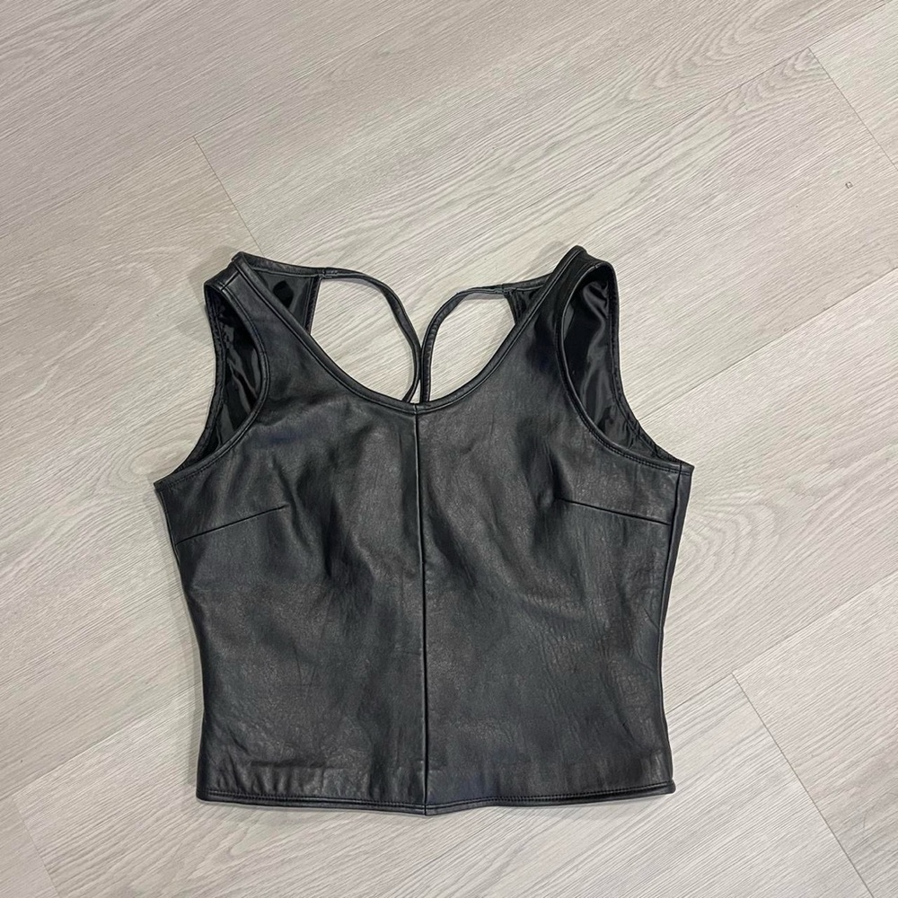 Y2K Leather Black Sleeveless Top & Pants
